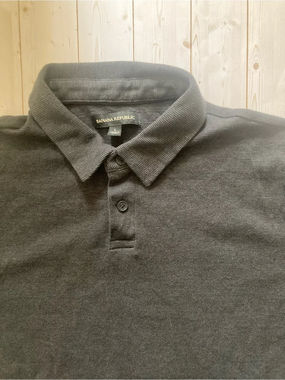 Banana Republic Polo Shirt Mens Large Black Short Sleeve Pique Cotton Tonal Logo